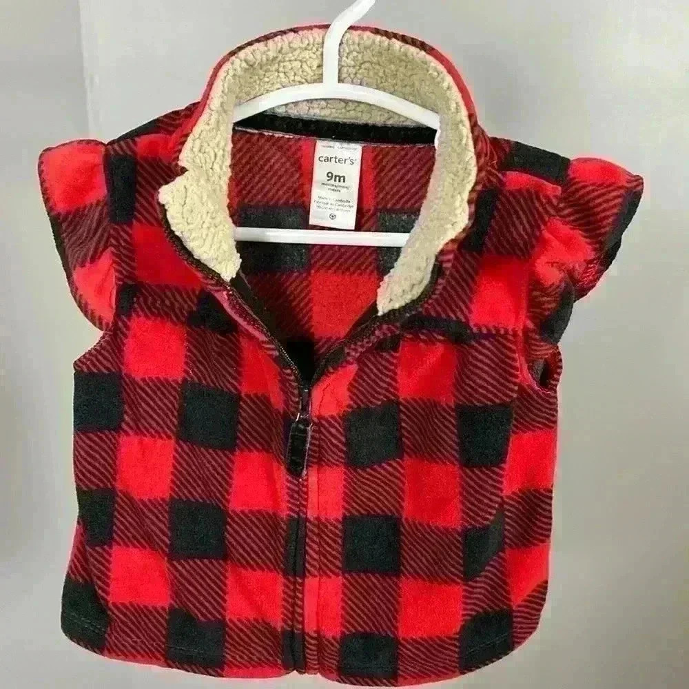 Baby Girl Buffalo Plaid Fleece Vest